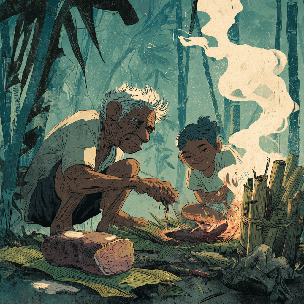 A Filipino food essay about how Aeta elders read smoked meat through scent and touch, preserving tacit food knowledge in forest fire rituals. By Chef Rob Angeles.