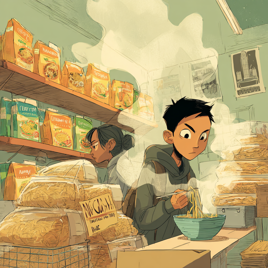 A Filipino food essay about third-generation diaspora kids who find cultural identity through instant pancit canton, foil packets, and store-bought nostalgia by Chef Rob Angeles.