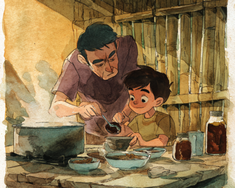 Allergy adaptations in Filipino cuisine: carinderia vendor preparing ube kare-kare for allergic child by Chef Rob Angeles.